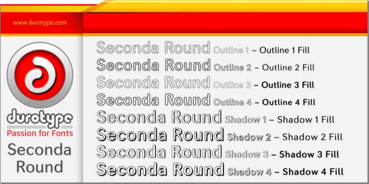 Пример шрифта Seconda Round Shadow 1 Fill